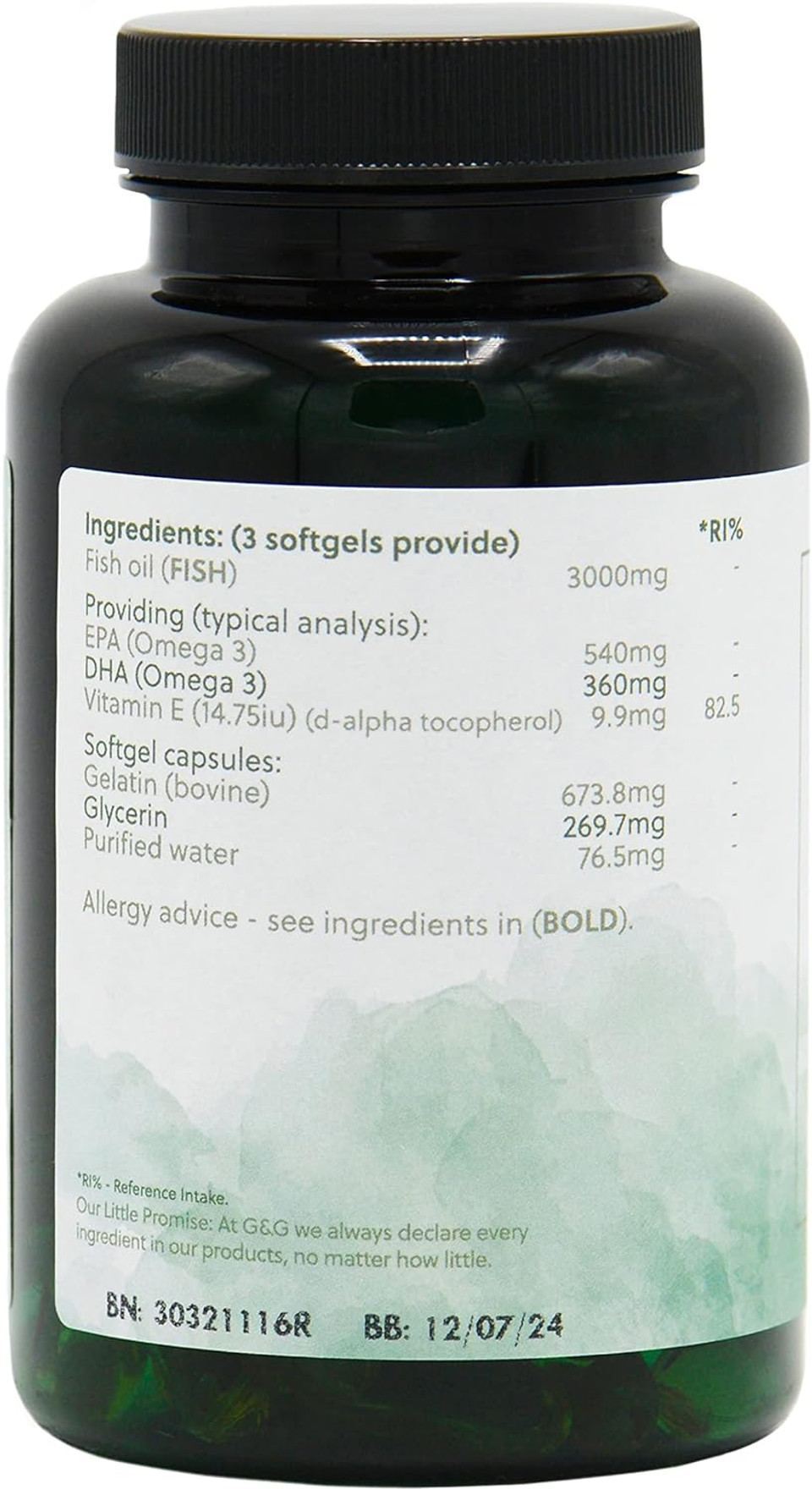 Omega 3 Fish Oil | 3000Mg Of Fish Oil Per 3 Softgel Dose | 90 Softgels | Source Of Epa And Dha Omega 3 | G&G Vitamins