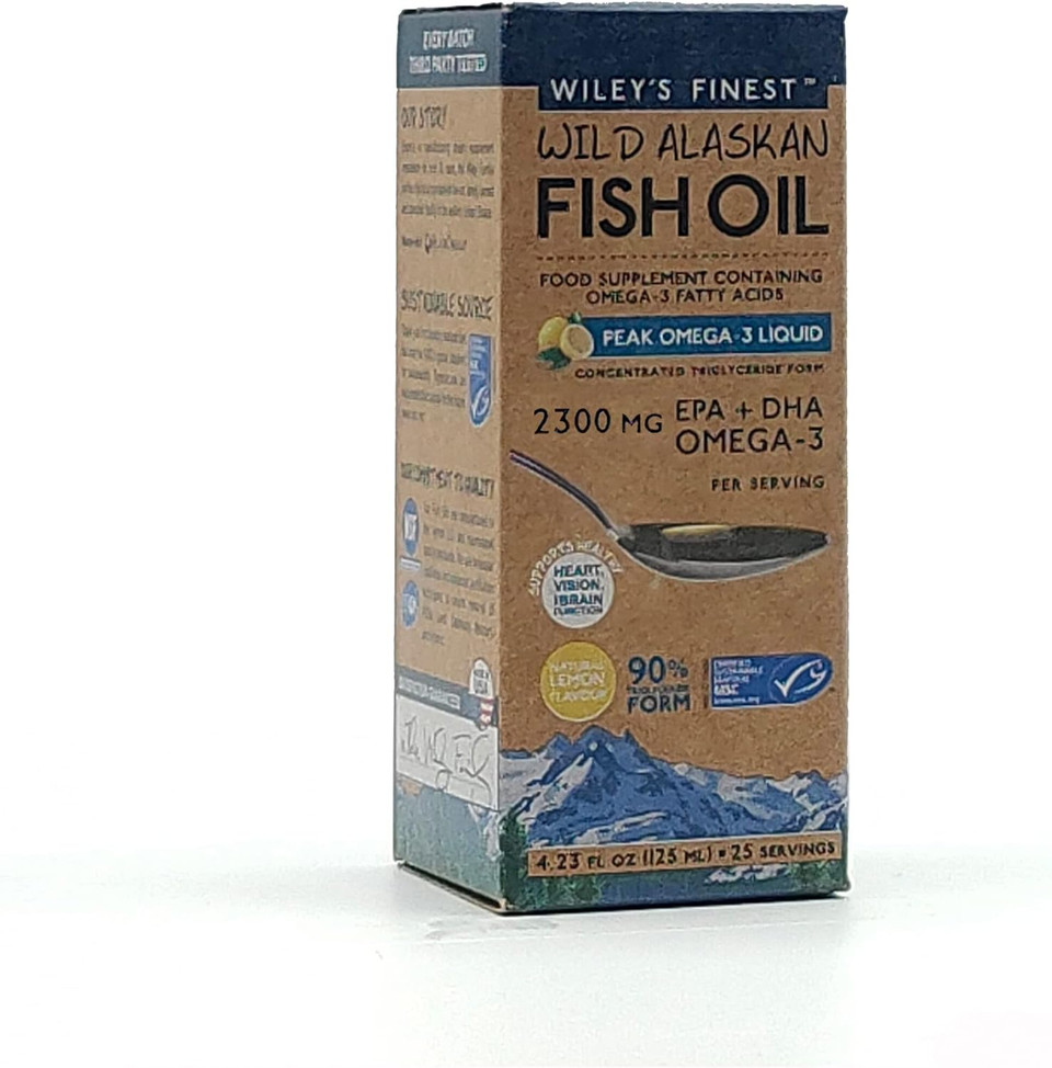Wileyã¢ÂS Finest Peak Omega-3 Liquid 2300Mg Epa + Dha Omega-3 Natural Wild Alaskan Fish Oil Food Supplement 25 Servings Lemon Flavour