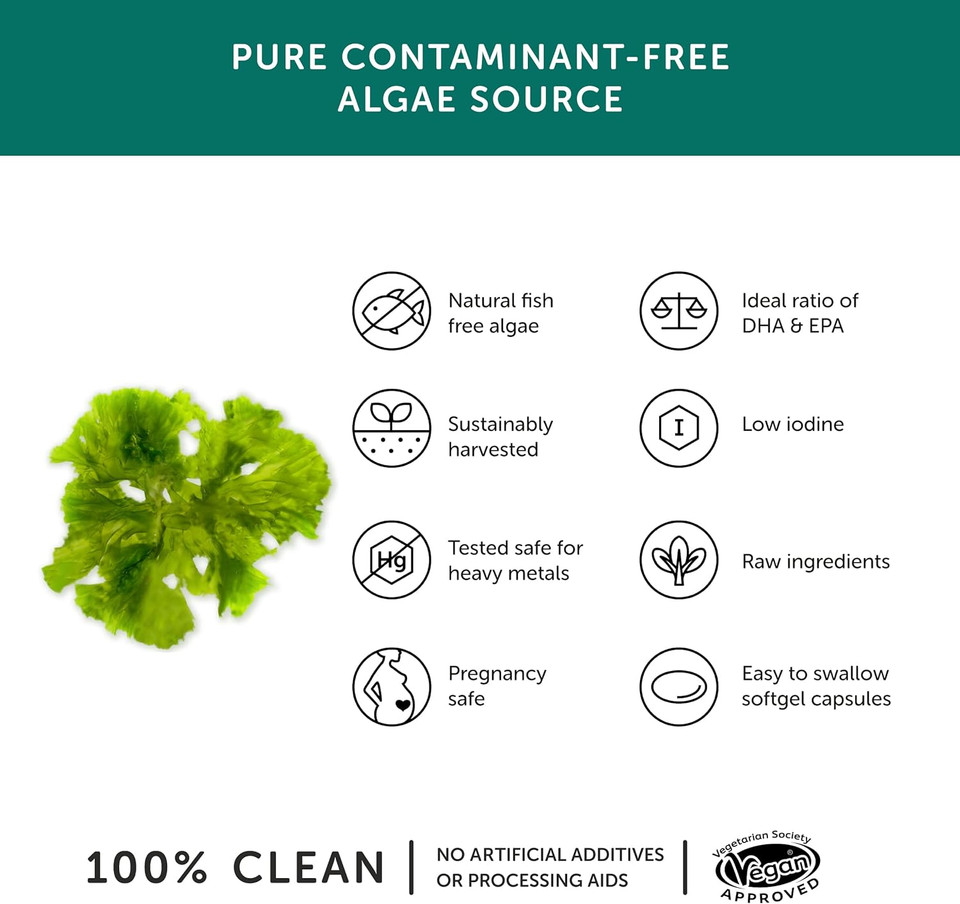 Algae Omega 3  Together Health  Pure Algae Omega 3  Unique Plant Source Of Dha & Epa  Vegan Friendly - Made In The Uk  30 Softgels