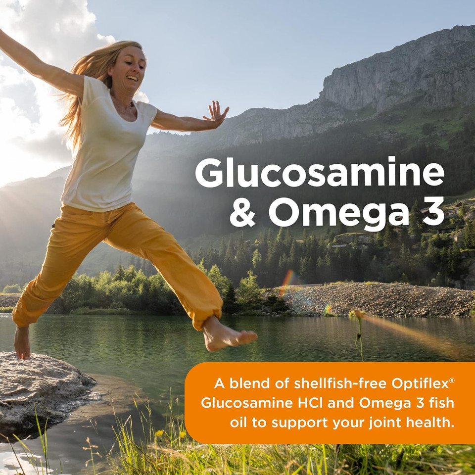 Healthspan Glucosamine & Omega 3 | 120 Capsules | Joint Health | Added Vitamin C | 400mg Optiflex Glucosamine HCI | 300mg Omega 3 Fish Oil | Highly Purified & Sustainably Sourced