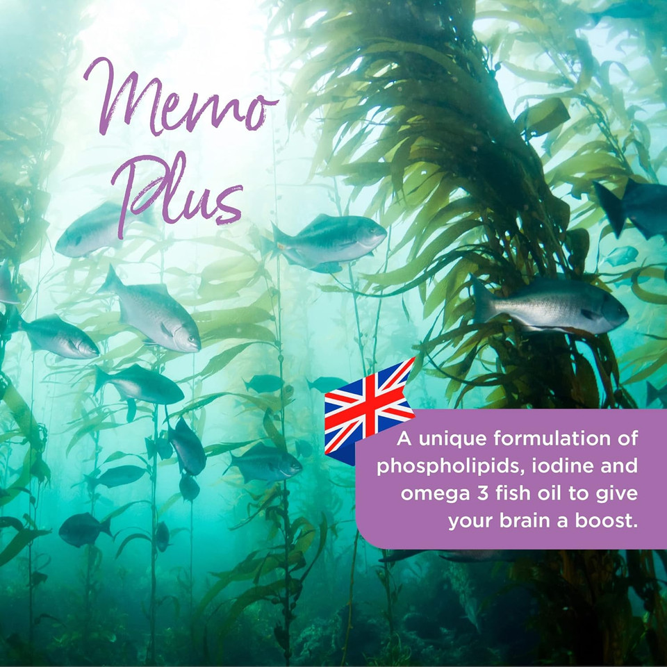Healthspan Memo Plus (2 months' supply) | To support your brain Health & cognitive function | 350mg Advanced Phospholipid Complex | 179mg Omega 3 Fish Oil | 75µg Iodine | Friend of the Sea | One-a-day