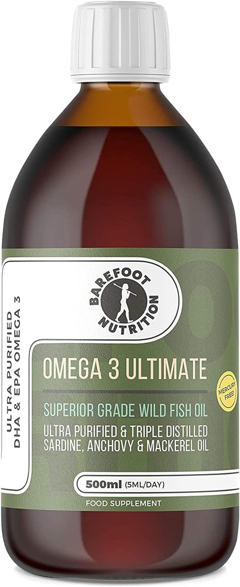 Barefoot Nutrition - Omega 3 Ultimate, Superior Grade Wild Fish Oil, Ultra Purified & Triple Distilled Sardine, Anchovy & Mackerel Oil - Sustainably Sourced - 100 Day Supply - 500ml