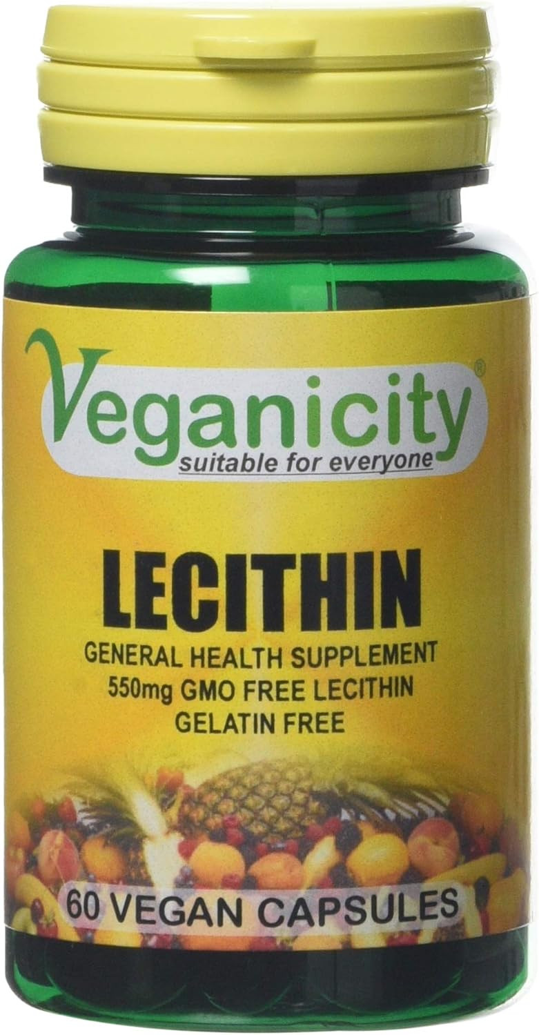 Veganicity Lecithin 550mg Mood and Memory Supplement - 2 x Packs of 60 Capsules (120 Capsules)