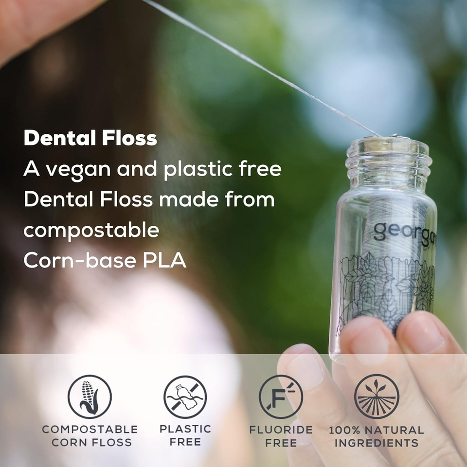 Georganics Orange Flavour Natural Dental Floss, 50 m Length