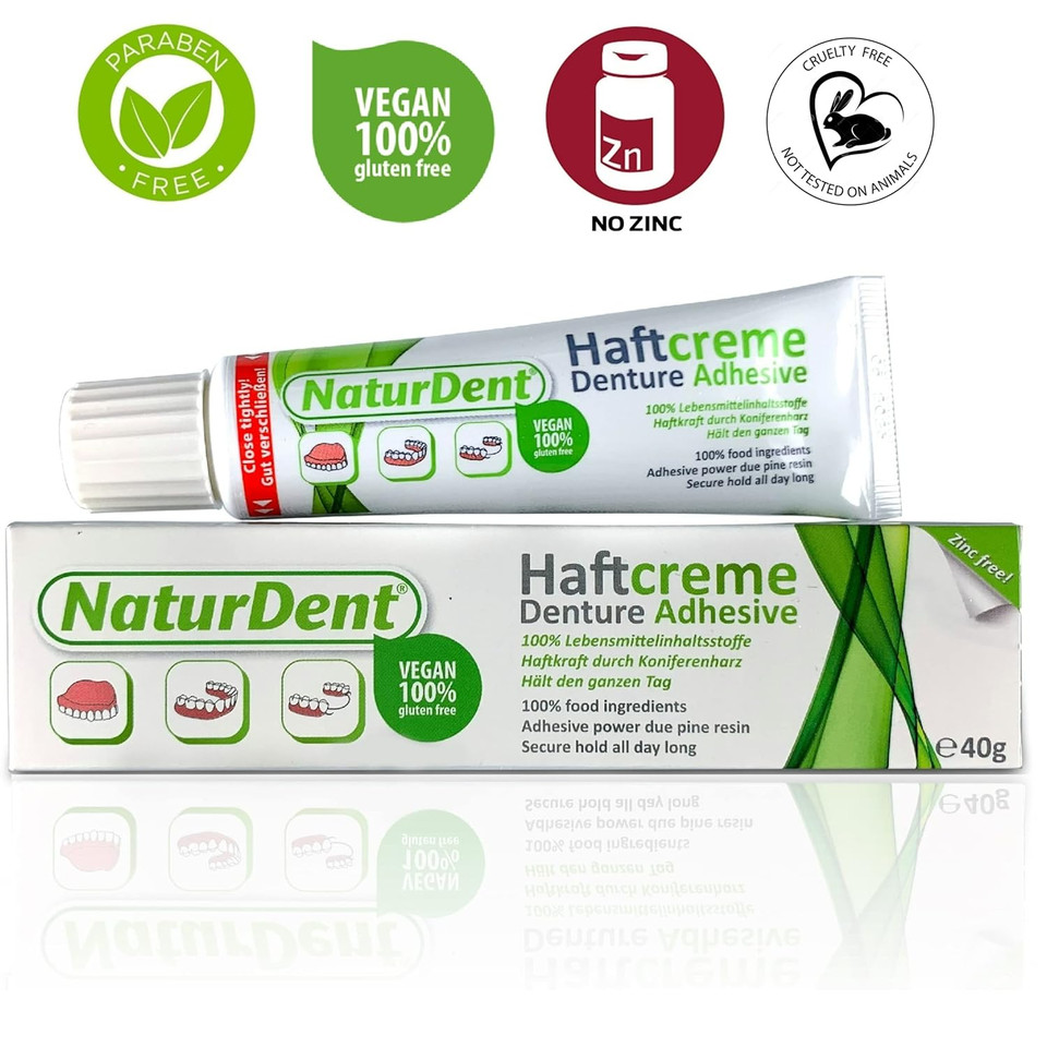 Natural Strong Waterproof Denture Adhesive | Holds Dentures Longer And Stronger | No Yucky Taste No Zinc No Paraben | Smile And Eat With Confidence Great Present For Anyone With Full Partial Dentures