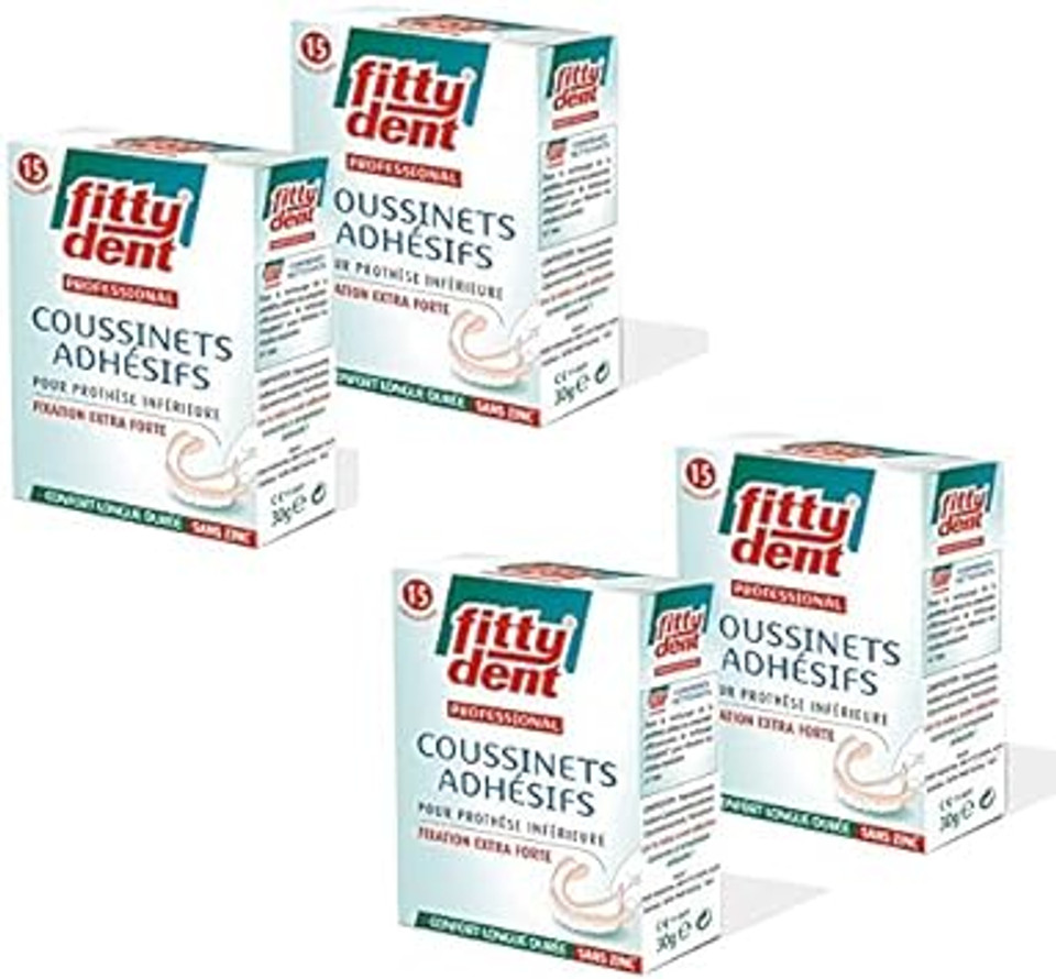 Fittydent Pack Of 4 Boxes Of 15 Adhesive Fitty Tooth Pads