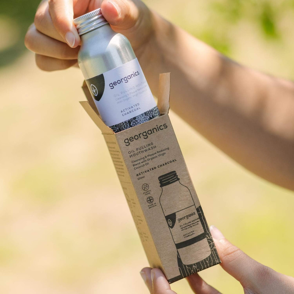 Georganics - Organic Whitening Oilpulling Mouthwash - Cleansing & Plaque Reducing Blend With Organic Virgin Coconut Oil - Vegan, Sls, Cruelty And Fluoride Free - Spearmint - 100Ml