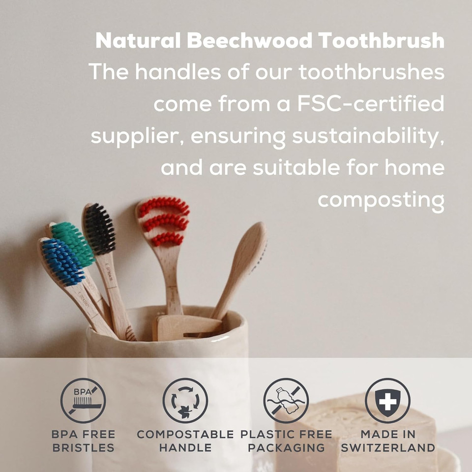 Georganics Firm Bristles Natural Beechwood Toothbrush