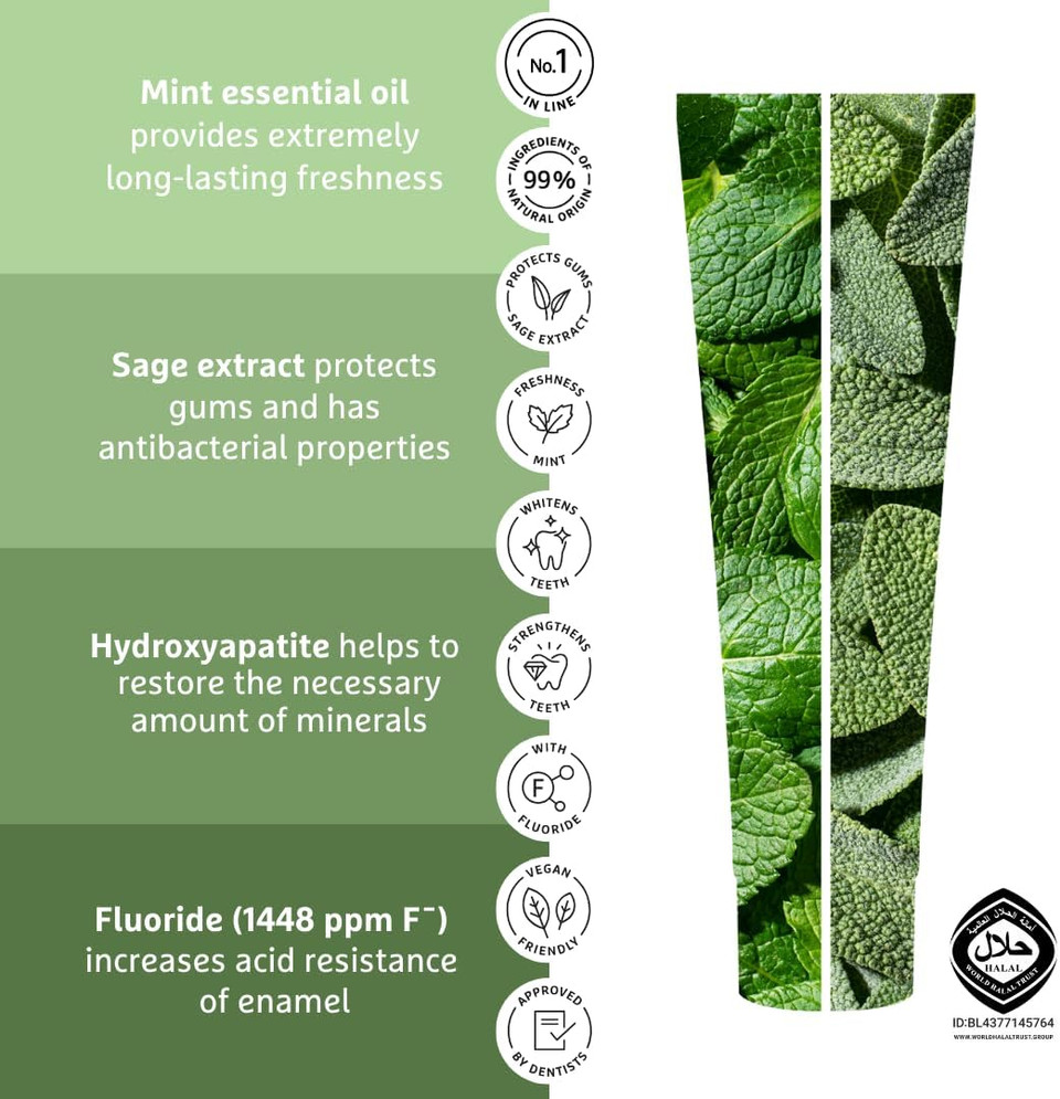 Ecodenta Multifunctional Toothpaste with Extracts of 7 Herbs and Kalident - Tooth Paste with Fluoride - Cleans Teeth Protects Gums 100 ml