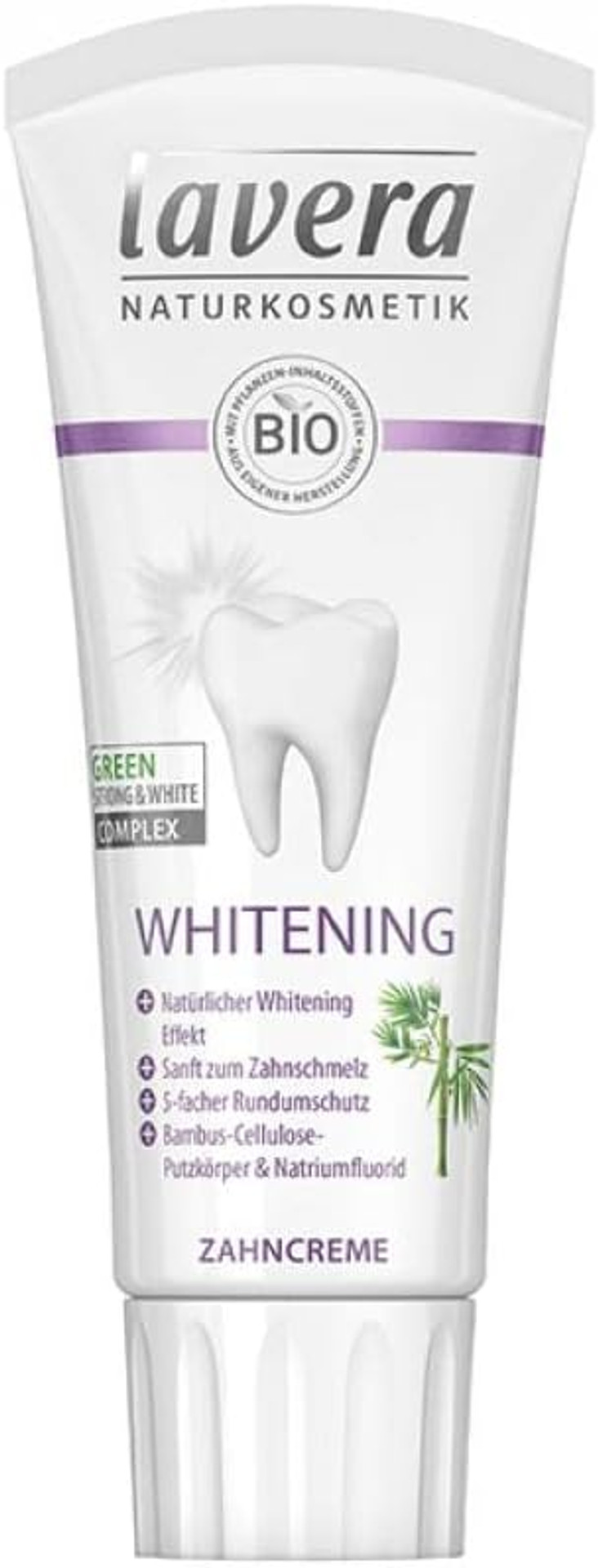 Lavera Whitening Toothpaste - Toothpaste With Bamboo Cellulose - 5-Fold Tooth Protection - Tooth Enamel Protecting & Natural Whitening - Certified Natural Cosmetics - Vegan - Organic (1 X 75 Ml)