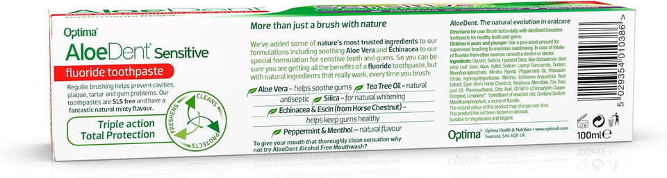 AloeDent, Sensitive Aloe Vera Toothpaste With Fluoride , Natural Action, Vegan, Cruelty Free , SLS Free, Soothing, Healthy Gums , 100ml AloeDent, Sensitive Aloe Vera Toothpaste With Fluoride , Natural Action, Vegan, Cruelty Free , SLS Free, Soothing, Healthy Gums , 100ml