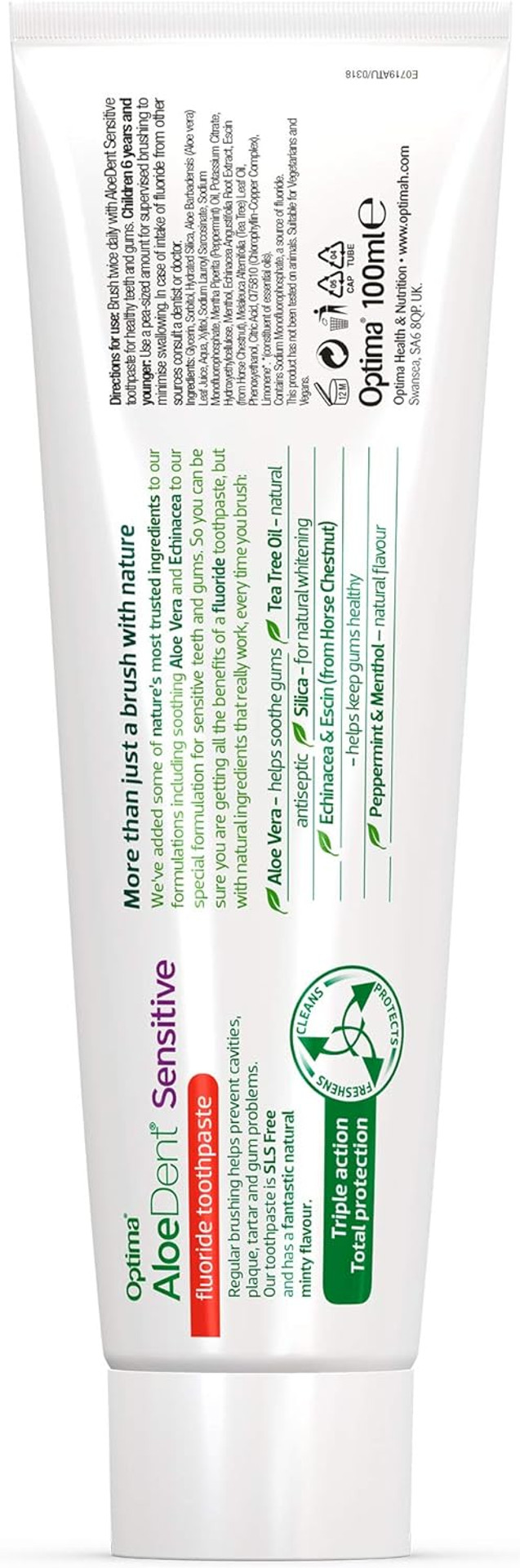 AloeDent, Sensitive Aloe Vera Toothpaste With Fluoride , Natural Action, Vegan, Cruelty Free , SLS Free, Soothing, Healthy Gums , 100ml AloeDent, Sensitive Aloe Vera Toothpaste With Fluoride , Natural Action, Vegan, Cruelty Free , SLS Free, Soothing, Healthy Gums , 100ml