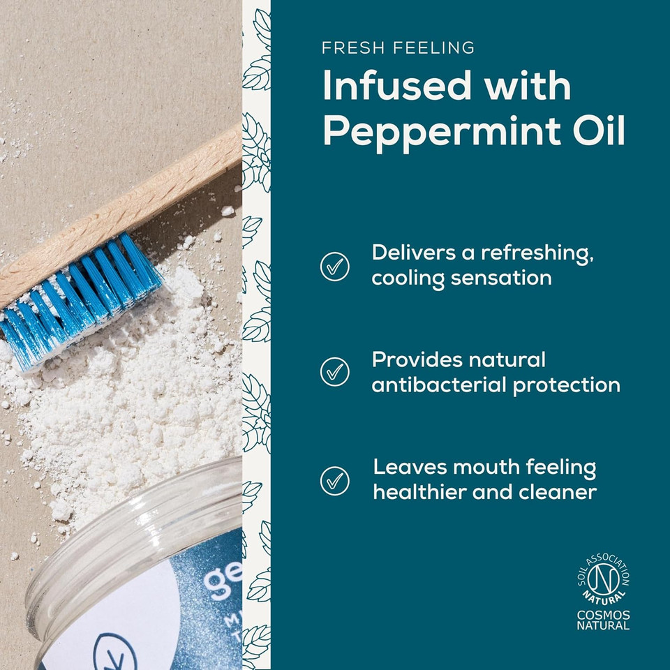 Georganics Whitening Toothpowder - Natural Blend & Stain Remover with Magnesium & Sodium Bicarbonate - Vegan, SLS, Cruelty and Fluoride Free - Orange - 60ml