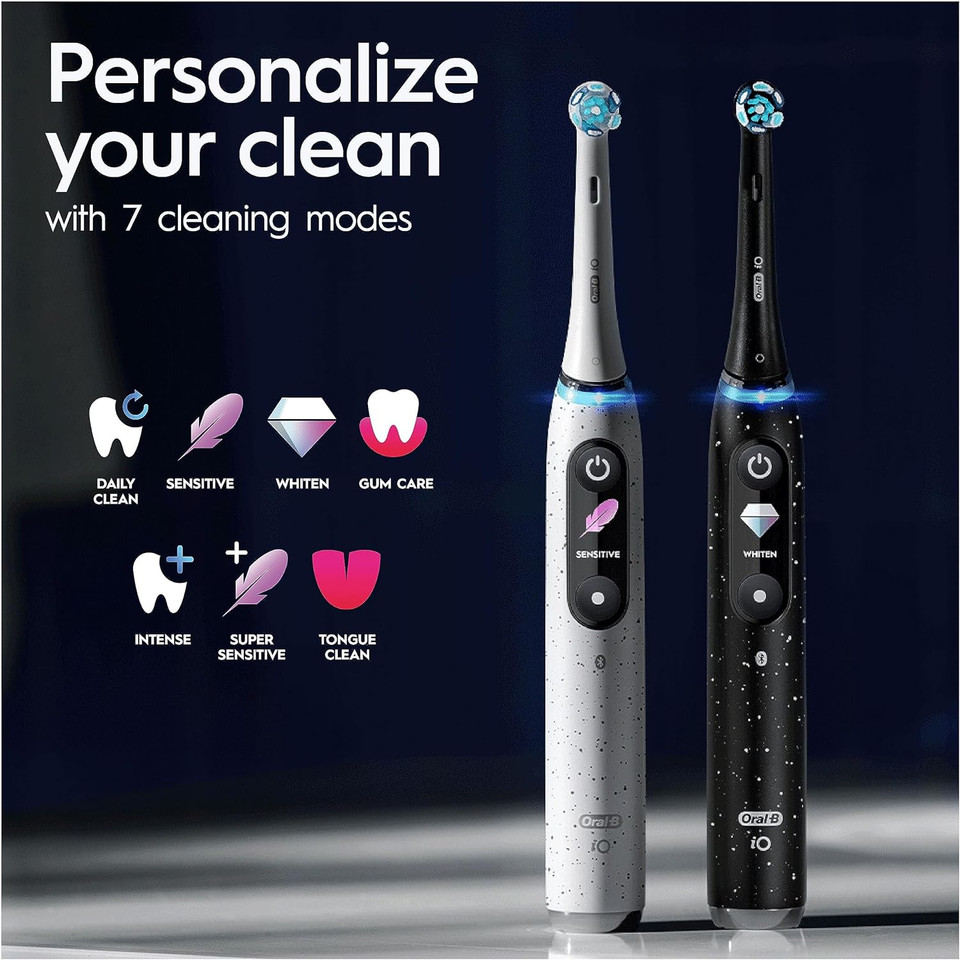 Oral-B Io10 Electric Toothbrushes Adults, Christmas Gifts For Women / Him, 1 Handle, 3 Toothbrush Heads, Charging Travel Case, Toothbrush Head Holder, 7 Modes, 2 Pin Uk Plug, Cosmic Black