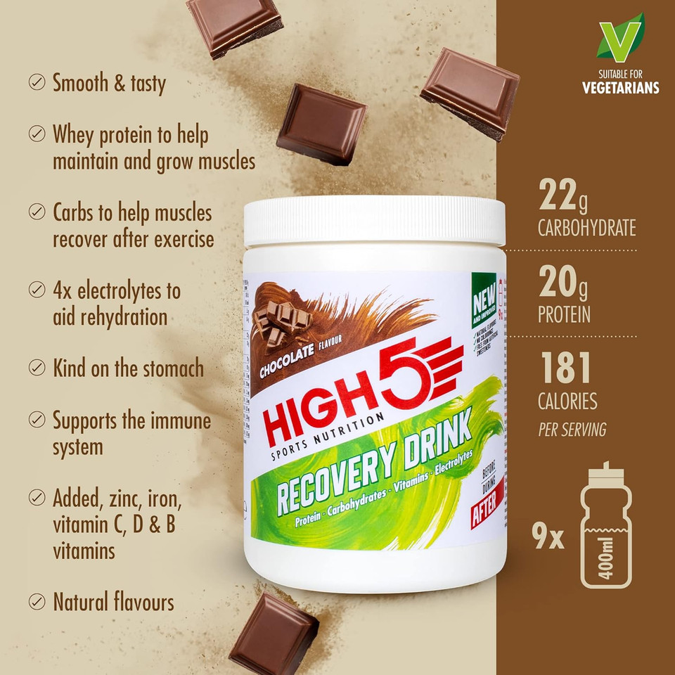 High5 Recovery Drink, Whey Protein Isolate, Promotes Recovery, (Chocolate, 450 G)

Size: 450 G (Pack Of 1)