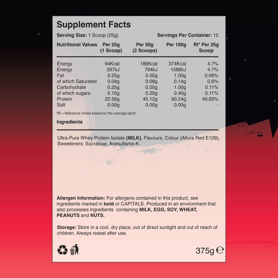 Warrior, Fruity Clear Whey Isolate  Rapid Digesting Protein Powder  Refreshingly Fruit Flavoured Shakes  Post Workout, Low Sugar, 15 Servings (Fruit Punch, 375G)