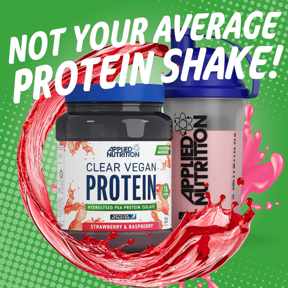 Applied Nutrition Clear Vegan Protein - Hydrolysed Pea Protein Isolate, Refreshing Vegan High Protein Powder, Fruit Juice Style Flavours (Strawberry & Raspberry) (300G - 20 Servings)