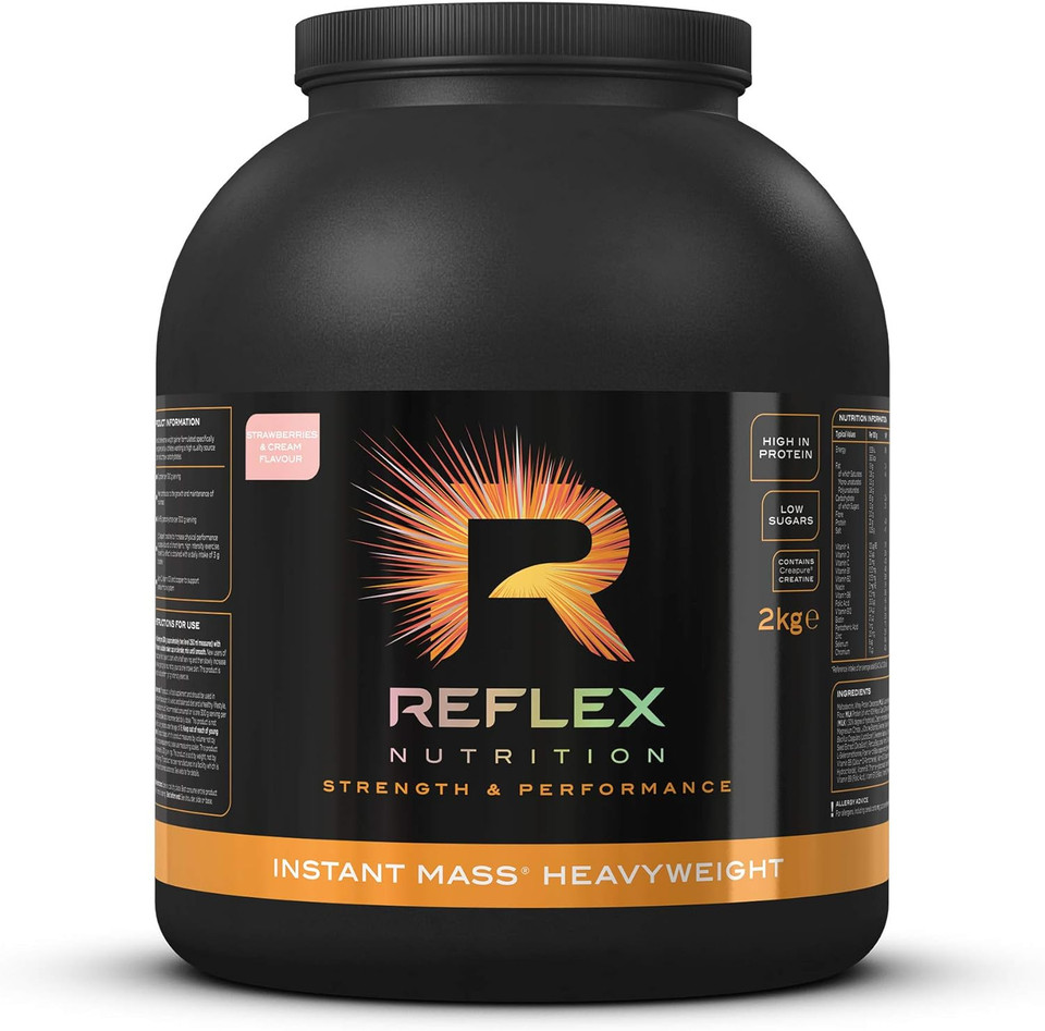 Reflex Nutrition Instant Mass Heavyweight, Mass Protein Powder, Over 1000 Calories Per Serving, 60G Protein, 18 Vitamins (Strawberries & Cream) (2Kg)

Size: 2Kg