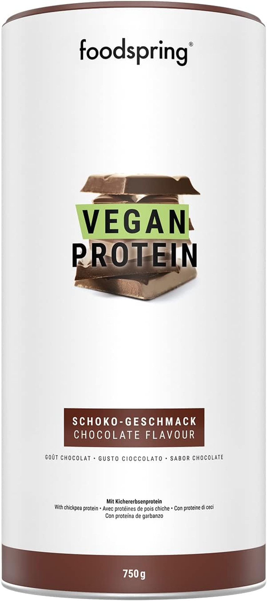 Foodspring Vegan Protein Chocolate - 20G Protein Per Shake To Build Muscle, B12, B6, Folic Acid, Biotin, Calcium & Zinc, No Soy, No Gluten - 750G Foodspring Vegan Protein Chocolate - 20G Protein Per Shake To Build Muscle, B12, B6, Folic Acid, Biotin, Calcium & Zinc, No Soy, No Gluten - 750G