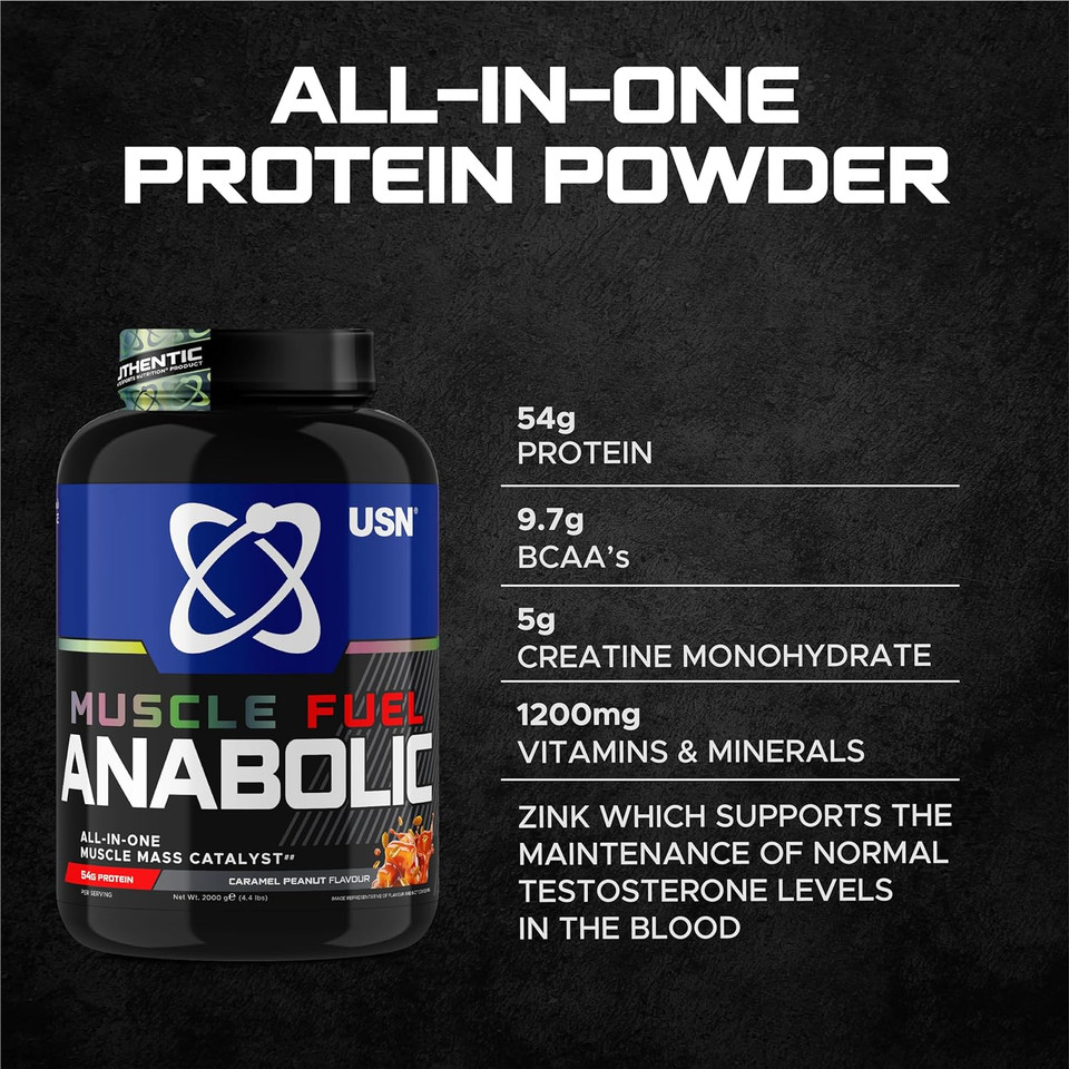 Usn Muscle Fuel Anabolic Caramel Peanut All-In-One Protein Powder Shake (2Kg): Workout-Boosting, Anabolic Protein Powder For Muscle Gain - New Improved Formula

Size: 2 Kg (Pack Of 1)