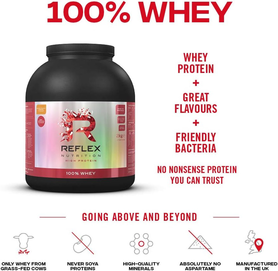 Reflex Nutrition 100% Whey Protein Powder | 80% Pure Whey Protein | Amino Acids | No Added Sugar | Protein Powder (Chocolate 2kg)