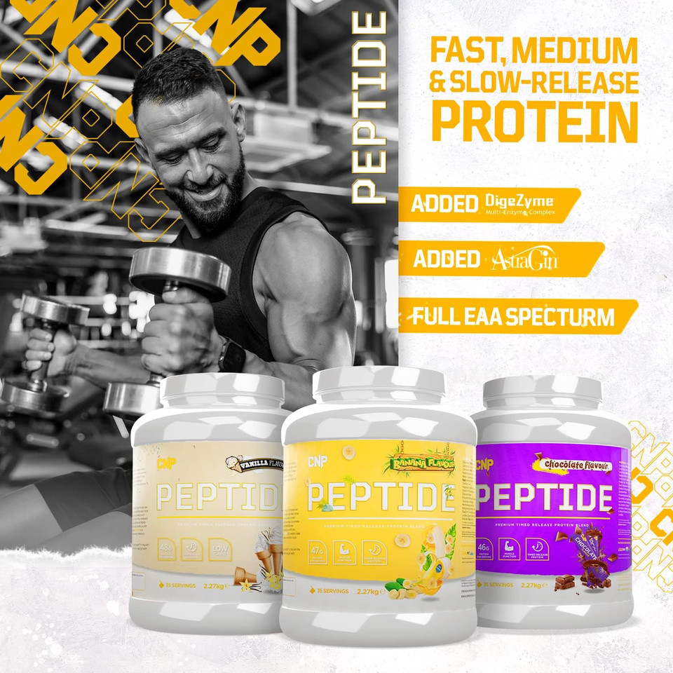 Cnp Professional Peptide, High Protein 48G Premium Timed Release Protein Blend, Micellar Casein, Digestive Enzymes, 2.2Kg, 6 Flavours Available (Banana)