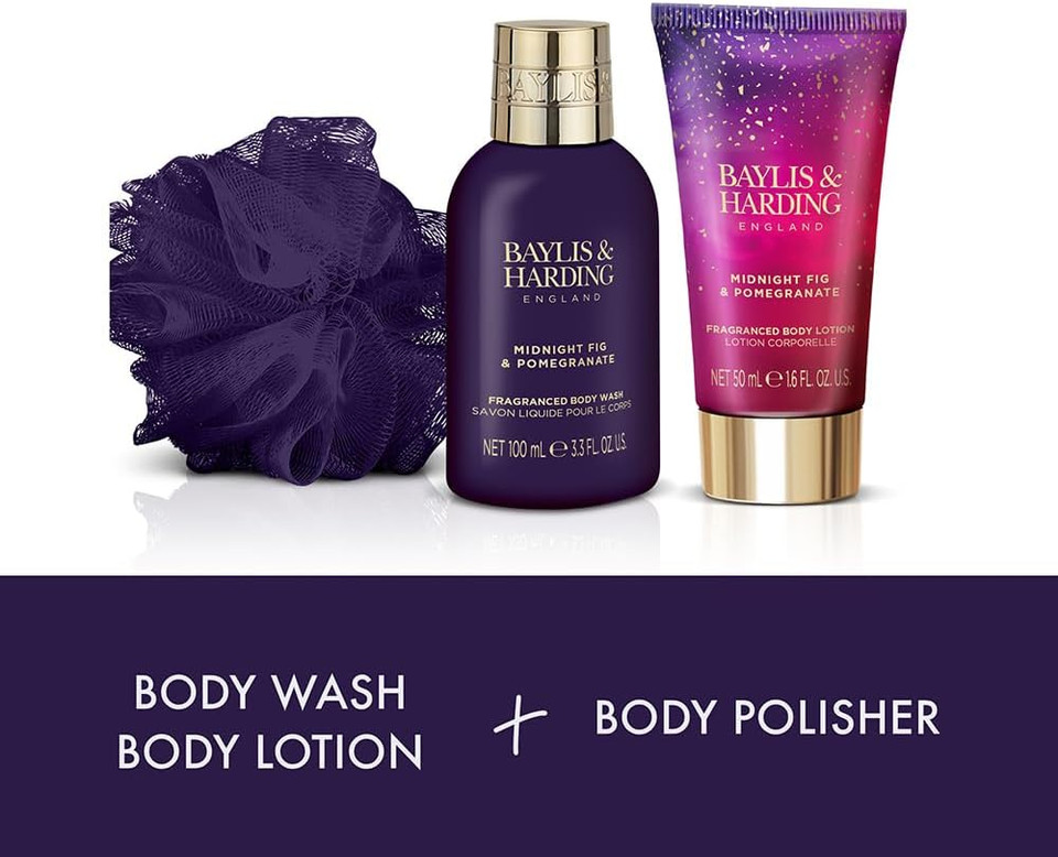 Baylis & Harding Midnight Fig & Pomegranate Luxury Essentials Treat Box Gift Set (Pack Of 1) - Vegan Friendly