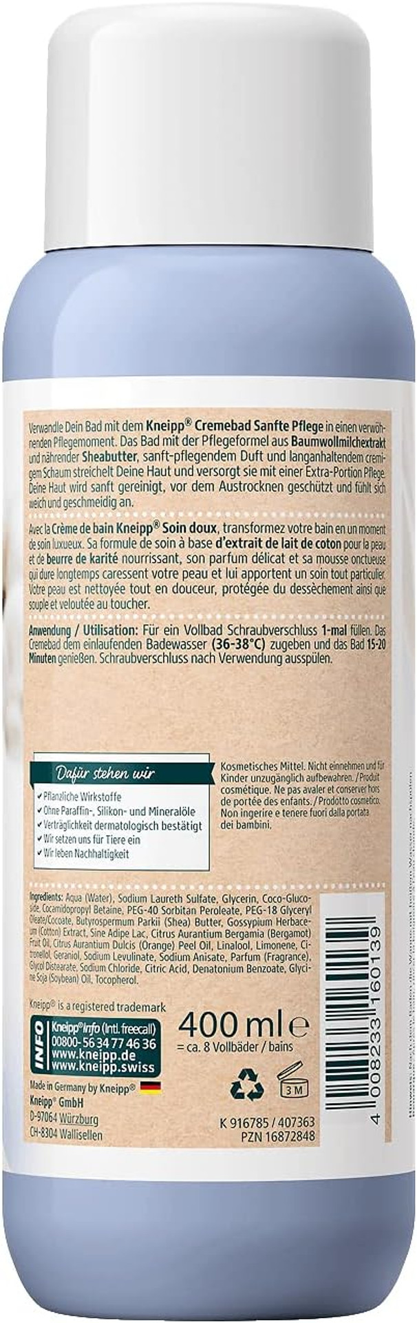 Kneipp Cremebad Gentle Care Cotton Milk & Shea Butter 400 Ml