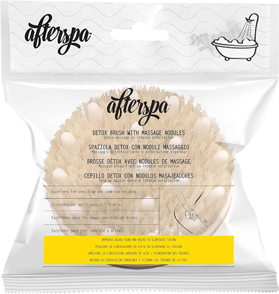 Massage And Detox Bruch - Afterspa Beauty - Remove Impurities From Your Skin And Get The Ideal Exfoliation For Your Body With The Natural Bristle Brush And Plastic Nodules For Dry Brushing