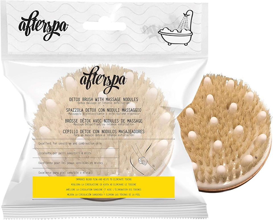 Massage And Detox Bruch - Afterspa Beauty - Remove Impurities From Your Skin And Get The Ideal Exfoliation For Your Body With The Natural Bristle Brush And Plastic Nodules For Dry Brushing
