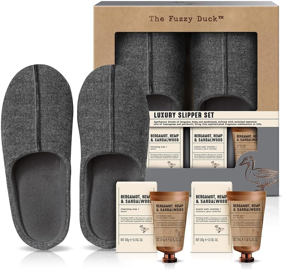 Baylis & Harding The Fuzzy Duck Bergamot, Hemp & Sandalwood Men'S Luxury Slipper Gift Set (Pack Of 1) - Vegan Friendly