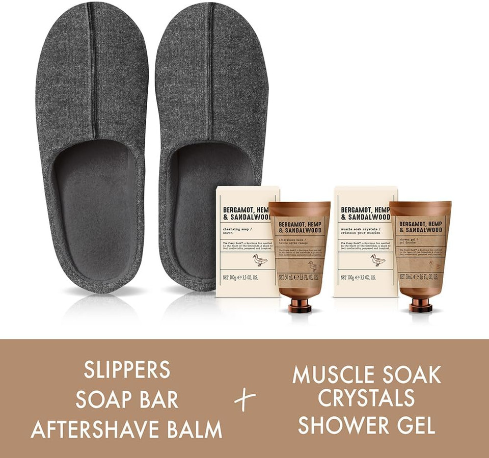 Baylis & Harding The Fuzzy Duck Bergamot, Hemp & Sandalwood Men'S Luxury Slipper Gift Set (Pack Of 1) - Vegan Friendly