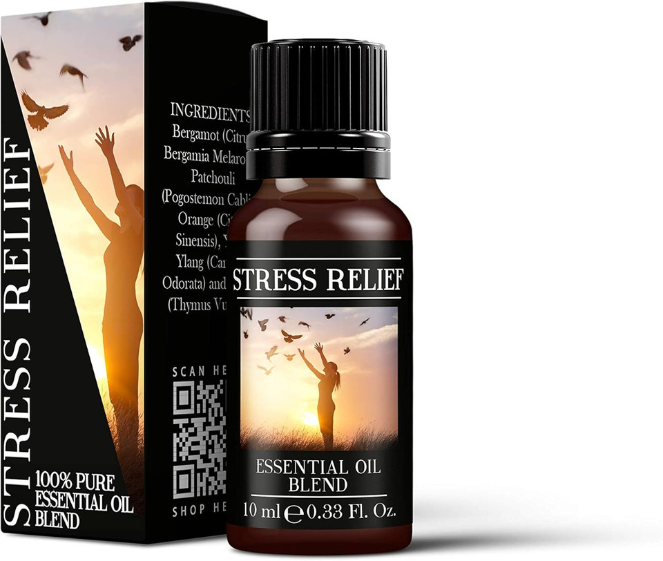 Mystix London | Stress Relief Pure & Natural Essential Oil Blend 10ml - for Diffusers, Aromatherapy & Massage Blends | Perfect as a Gift | Vegan, GMO Free
