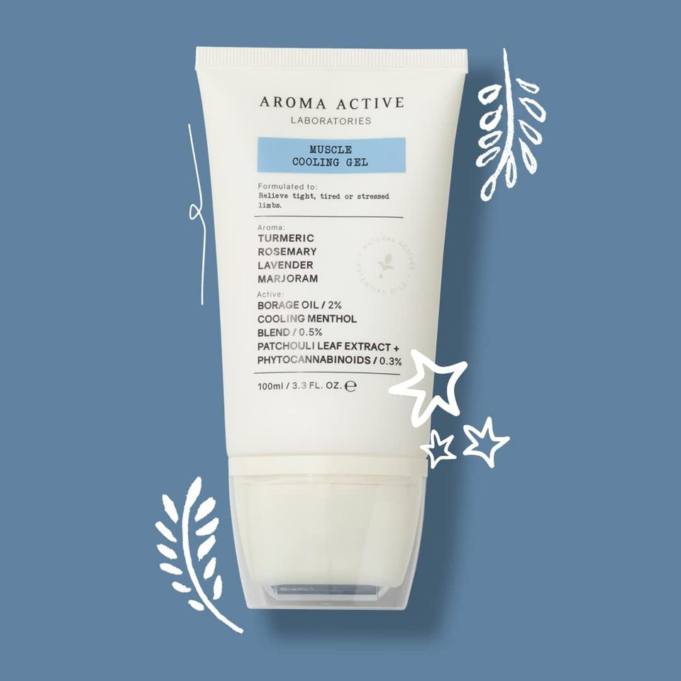 AROMA ACTIVE LABORATORIES Muscle Cooling Gel 100ml - Cool Angry Muscles, Help Muscles Chill Out, Borage Oil, Shake Off Stiffness, Gym, Workout, Phytocannabinoids, Pain Relief, Plant Power, Menthol AROMA ACTIVE LABORATORIES Muscle Cooling Gel 100ml - Cool Angry Muscles, Help Muscles Chill Out, Borage Oil, Shake Off Stiffness, Gym, Workout, Phytocannabinoids, Pain Relief, Plant Power, Menthol