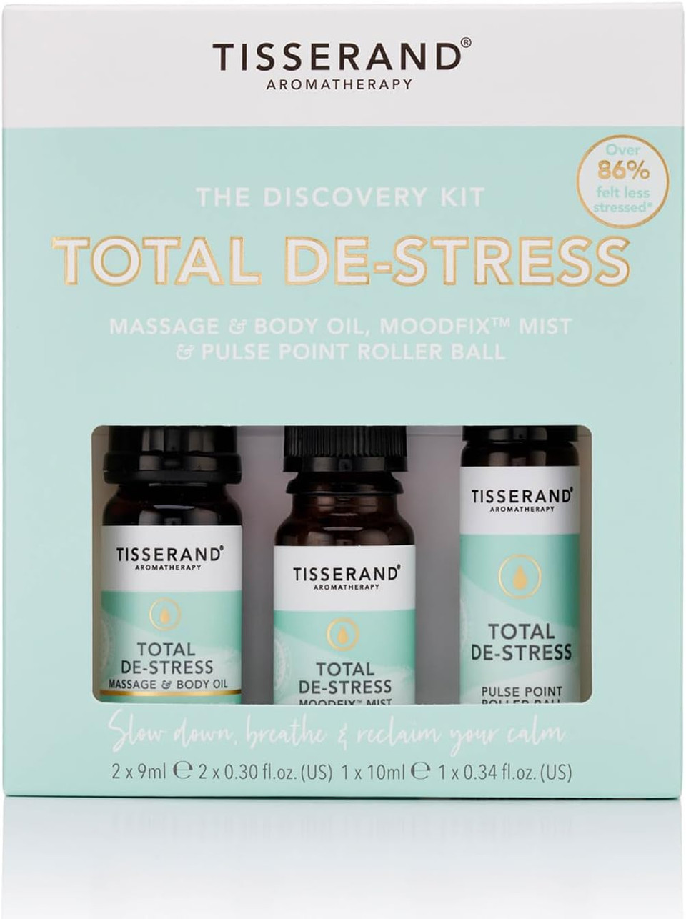 Tisserand Aromatherapy - Total De-Stress Discovery Kit - Roller Ball, Massage & Body Oil & Moodfix Mist - 100% Natural Pure Essential Oils - 2X9Ml, 1X10Ml

Size: 3 Count (Pack Of 1)