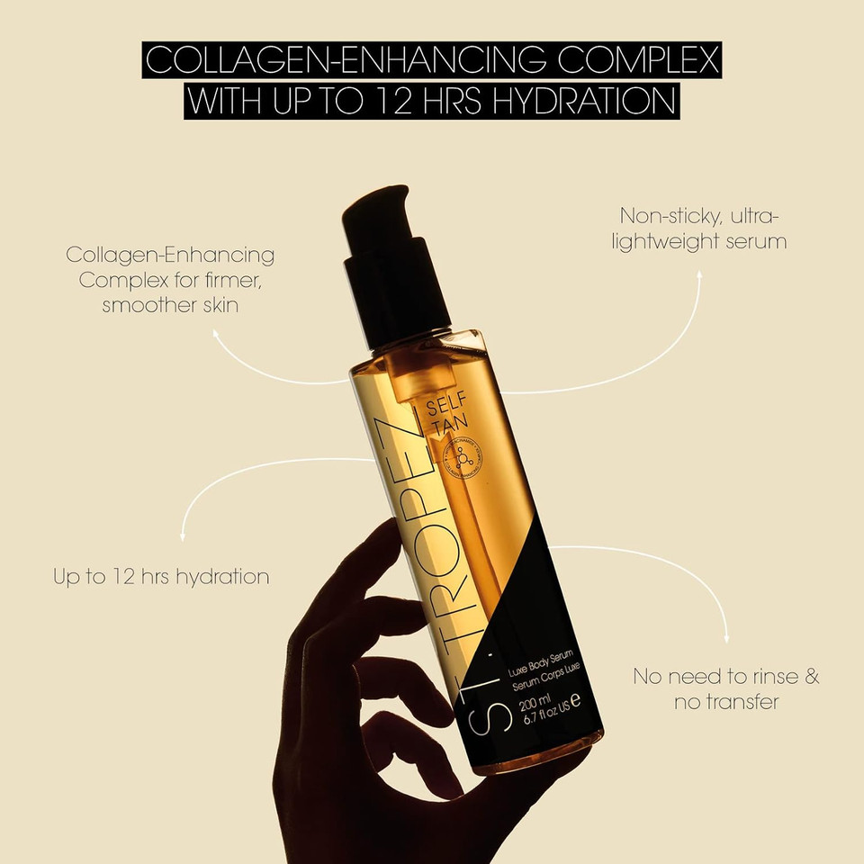 St.Tropez Tan Luxe Body Serum, 5-In-1 Collagen Enhancing Self Tan, Niacinamide, Hyaluronic Acid, Vitamin C & E, Vegan, Natural & Cruelty Free, 200 Ml