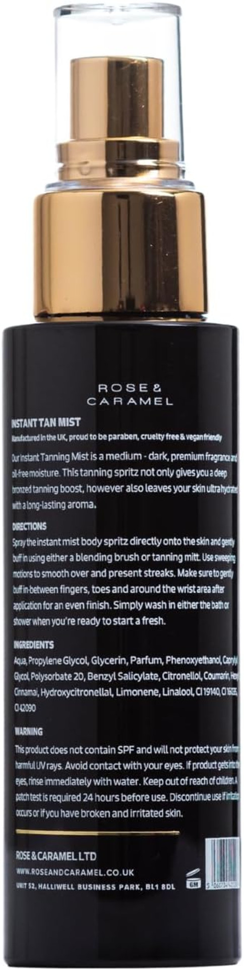 Rose & Caramel Skinstant Instant Tanning Spray, Bronzed, Wash Off, Hydrating One Day Tan