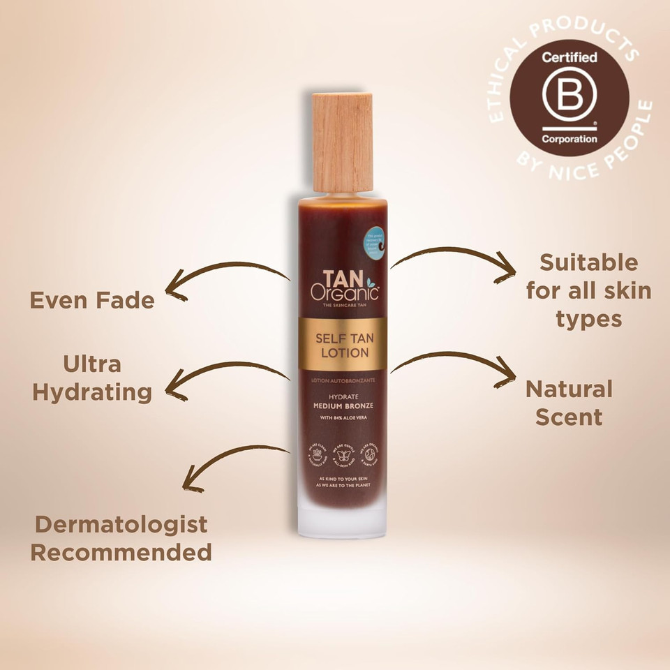 TanOrganic Self Tanning Lotion Fake Tan Certified Organic Natural Vegan 100ml