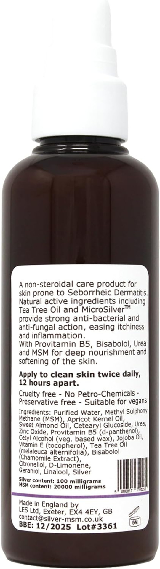 Argentum Plus - Silver-Msm Seb Derm Cream With Australian Tea Tree 100Ml | For Skin Prone To Seborrheic Dermatitis
