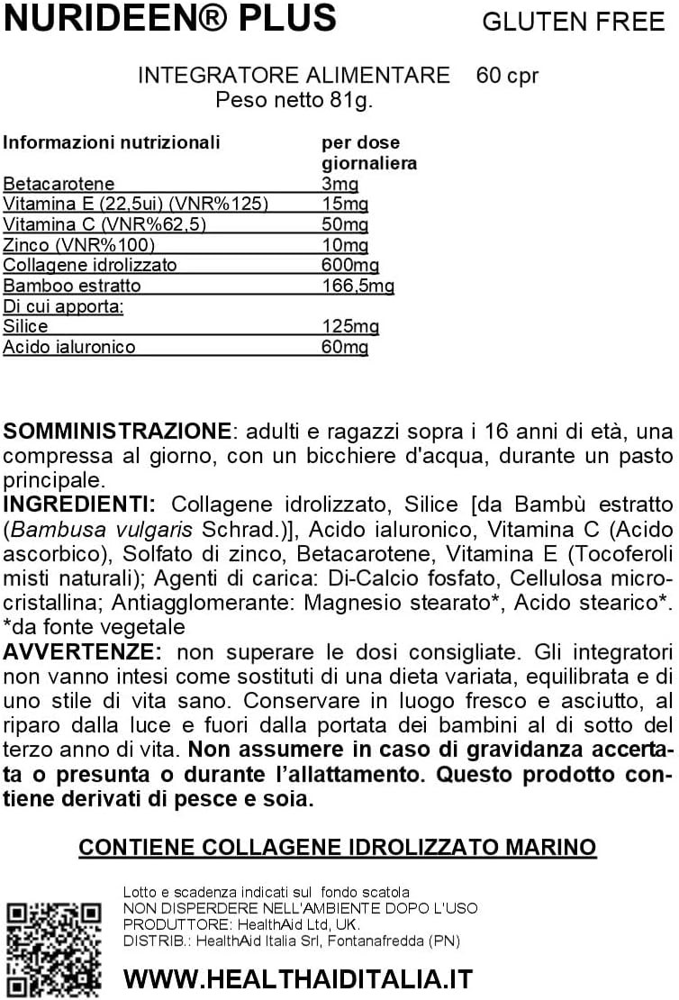 HealthAid Nurideen Plus (Promote Healthy Skin, Hair and Nails) 60 Tablets, Pack of 1