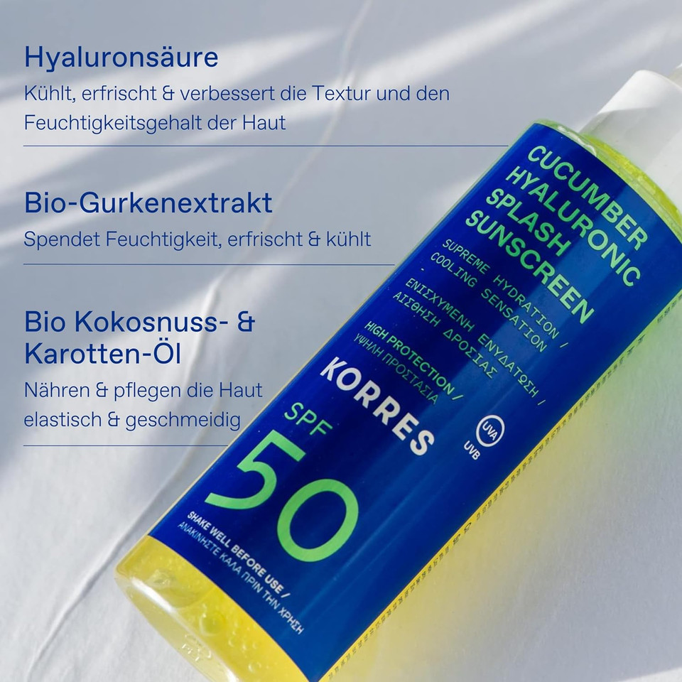 Korres Cucumber Hyaluronic Splash Sun Protection Spray For Face & Body Spf30, With Cooling Effect, Quick Absorbing & Vegan, 150 Ml

Size: 175 G (Pack Of 1)