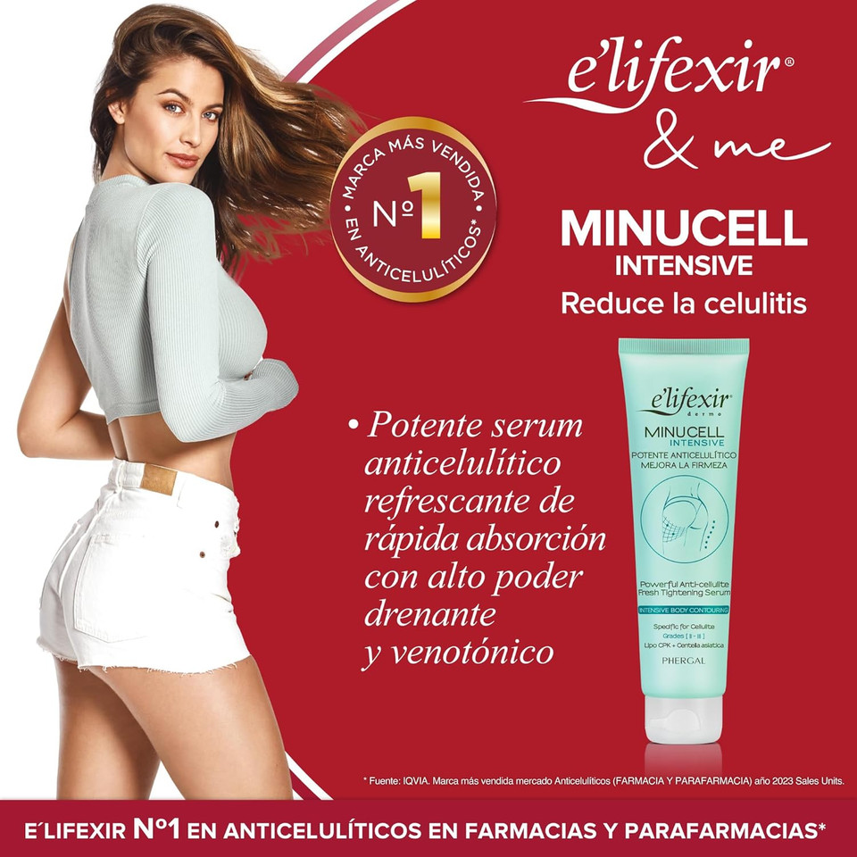 E'LIFEXIR Minucell Extreme Ultra Powerful Anti Cellulite Serum Draines and Tightens Reduces Cellulite Quick Absorption 150 ml