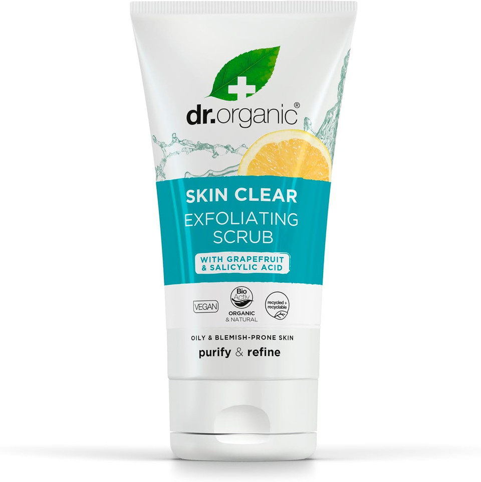 Dr Organic, Organic Skin Clear Face Scrub , Natural , Vegan , Cruelty Free , Paraben & Sls Free , Exfoliating , 150Ml