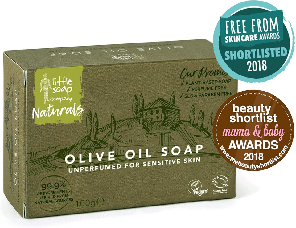 Little Soap Olive Oil Soap Bar - Vegan, Cruelty Free, No SLS or Parabens, Mediterranean Range, Bar of Soap Perfect for Sensitive Skin, Natural Eco Friendly Body & Hand Soap, 100g (Olive)