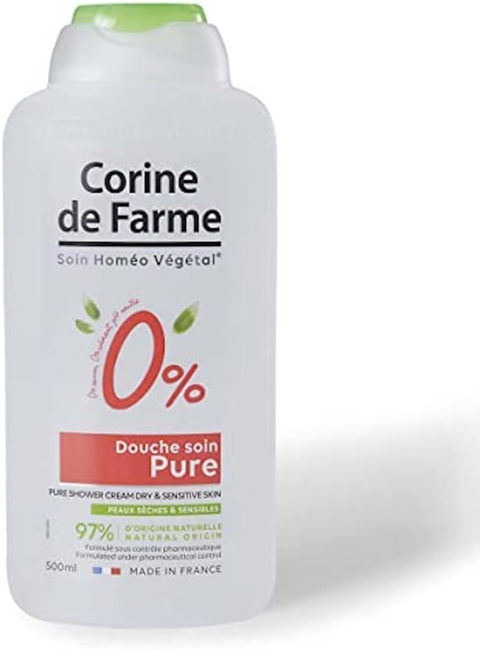 Corine De Farme Shower Care 0% - Dry & Sensitive Skin Neutral - Soap Free - No Dyes - Gently Cleanses - Does Not Dry Skin - Suitable Composition