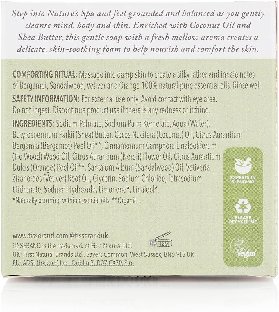 Tisserand Aromatherapy - Nature'S Spa Comforting Hand & Body Soap - 100% Natural Pure Essential Oils - Bergamot And Sandalwood - 100G