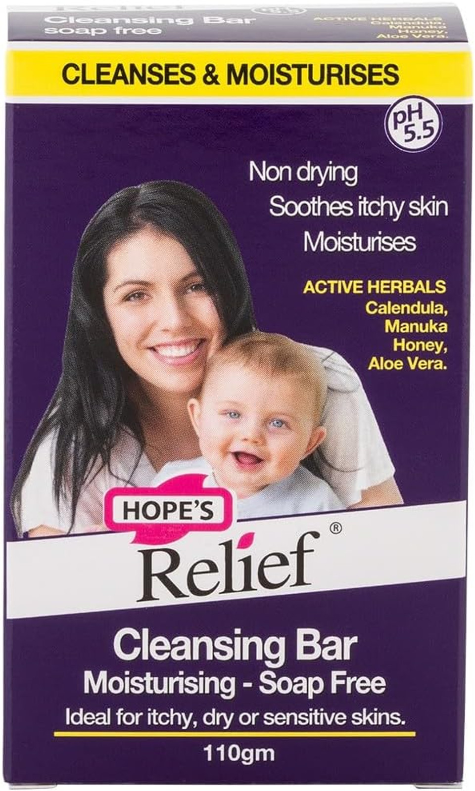 Hope's Relief, Natural Skincare Cleansing Bar Soap Free for Sensitive, Dry and Dehydrated Skin