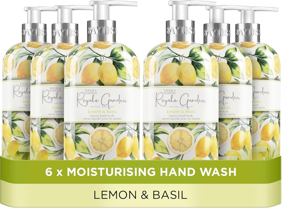 Baylis & Harding Royale Garden Limited Edition Lemon & Basil Hand Wash, 500 ml (Pack of 6) - Vegan Friendly