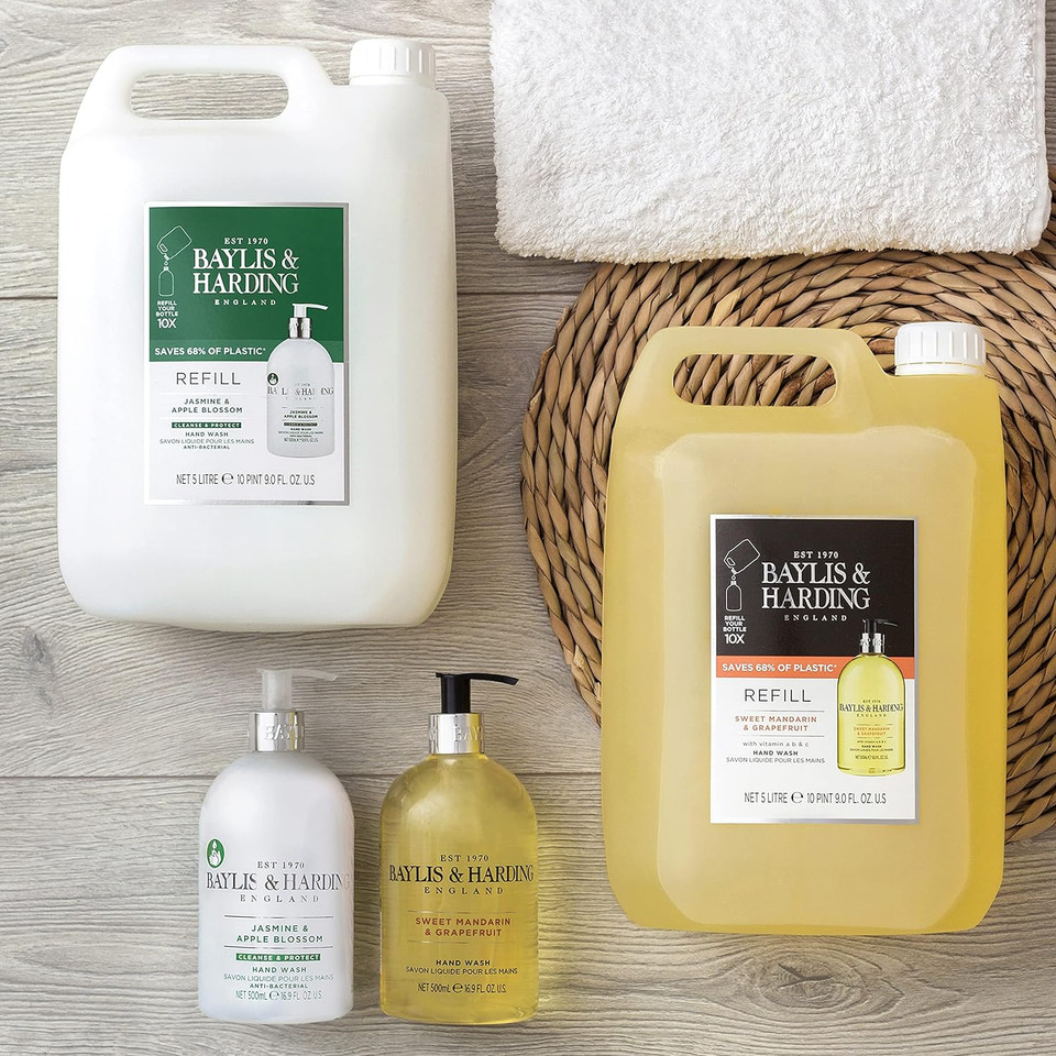 Baylis & Harding Sweet Mandarin And Grapefruit Hand Wash 2 Litre Refill (Pack Of 3 - Total 6 Litres) - Vegan Friendly