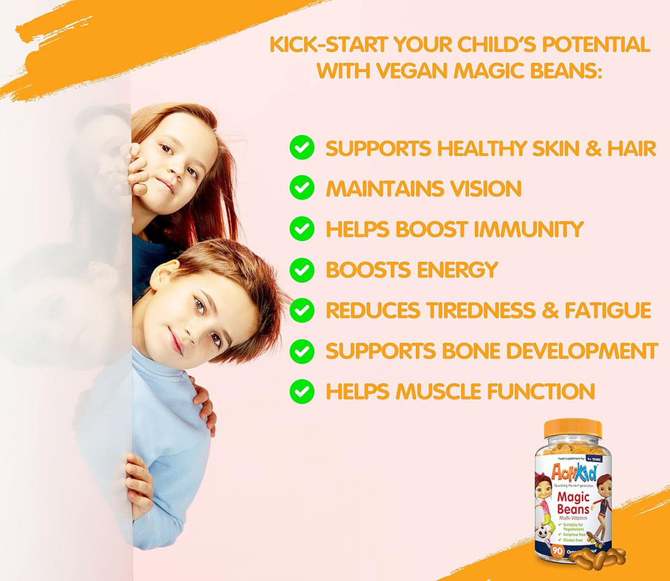 Actikid Magic Beans Multi-Vitamin 90X Orange Flavour, Gelatine Free, Immunity Boost, Kids Vitamins, Kids Multivitamin, Childrens Vitamins

Size: 90 Count (Pack Of 1)